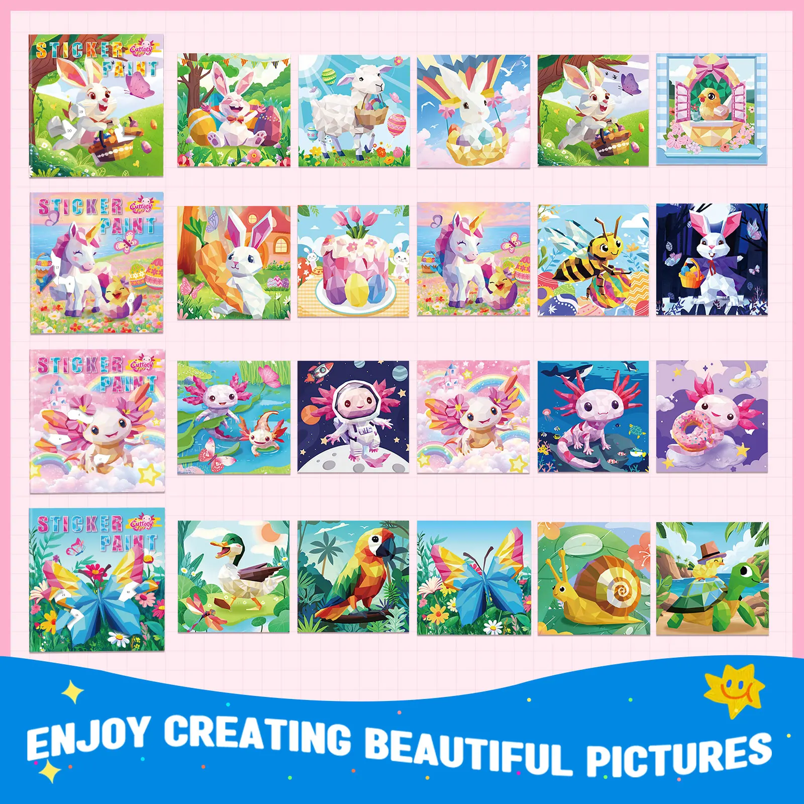 1-4 قطعة كتاب ملصقات الطلاء حسب الرقم ملصقات يونيكورن كتاب الطلاء للأطفال هدية ملصق حسب الرقم ألعاب السفر القرطاسية للأطفال الصغار