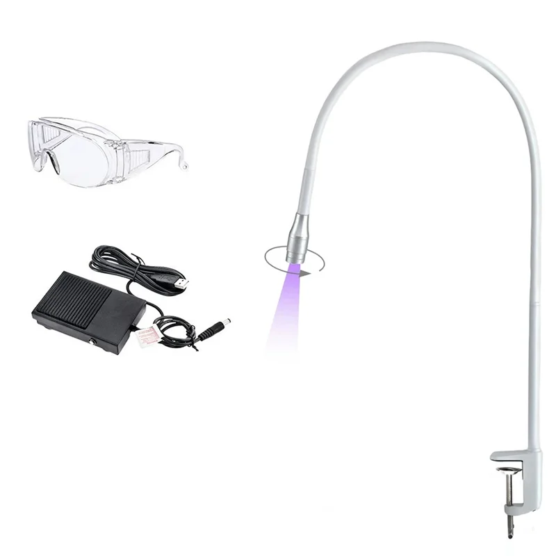 Lampada per ciglia a collo di cigno Lampada da terra con interruttore a gradino a luce ultravioletta UV Spina UK