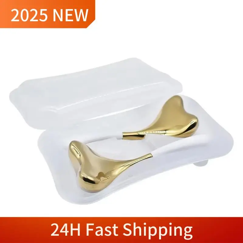 

A63Z Верхние ледяные шарики для лица 2 шт. Роскошные крио-палочки розового золота Ролик для лица Холодно- и теплооблегчение Красота Инструменты для массажа лица