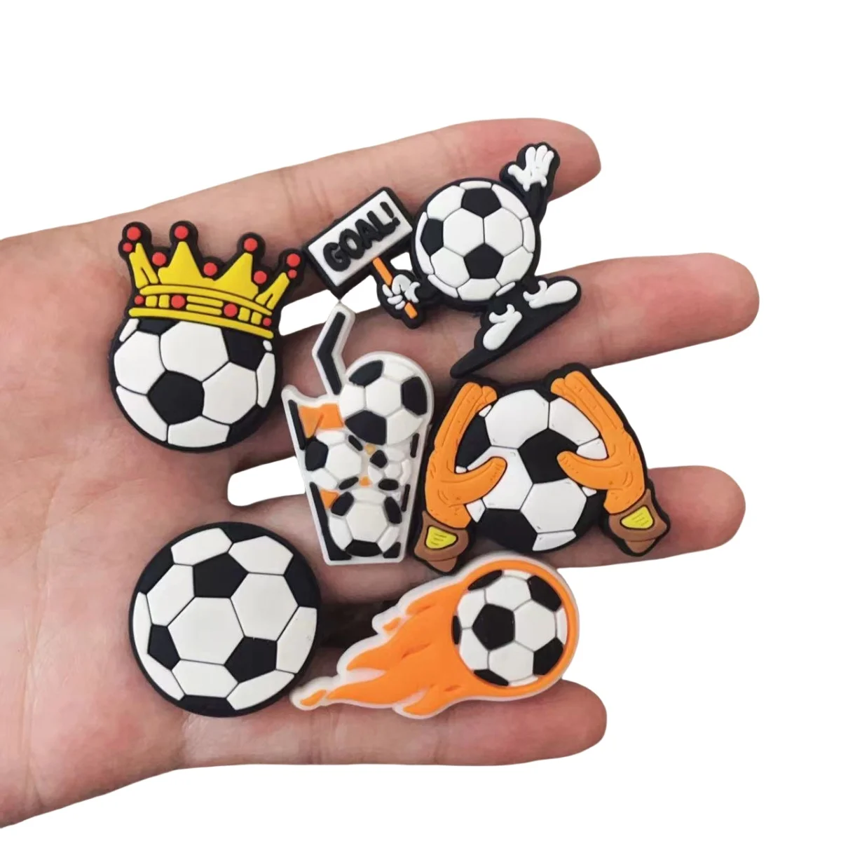 16Pcs Soccer Ball Charms for Clog Shoe Decoration, Sports Soccer Football Shoe Charms Accessories Pack,Cute Different Charms