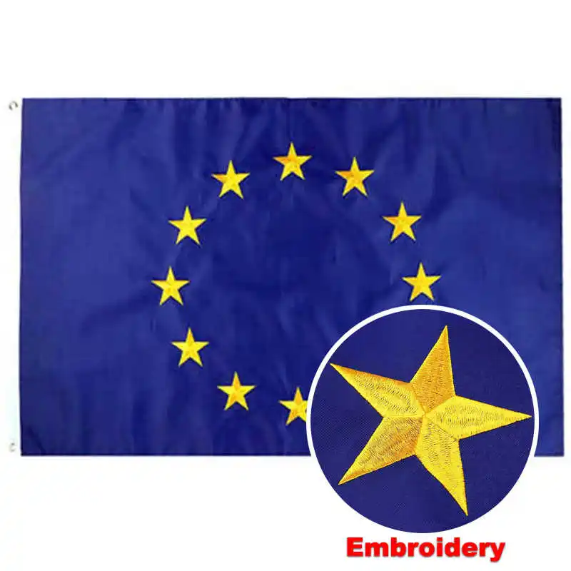 

Outdoor EU Flag European Union 90x150cm Embroidered Stars Waterproof Oxford Home Garden National Europe Flags Banners Decoration