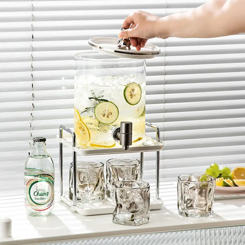 

Glass cold kettle with faucet kettle large capacity household fruit tea beverage bucket