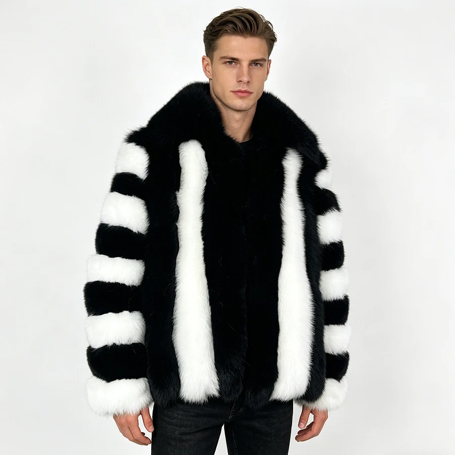 Genuine Fox Fur Jacket With Stand Collar Short Cropped Fox Fur Jacket Men's Winter Jacket Hot Selling Real Fur Petite Jacket