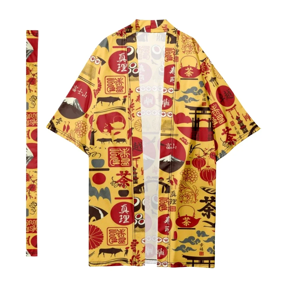 

Men's Japanese Traditional Sakura Pattern Long Kimono Women Vintage Cardigan Samurai Costume Kimono Shirt Yukata Jacket Chic