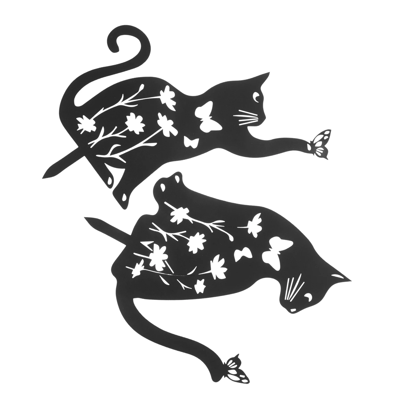 

2pcs Cat Shaped Hollow Design Metal Garden Stakes Decorative Iron Animal Yard Signs for Outdoor Garden Courtyard Lawn Ornaments