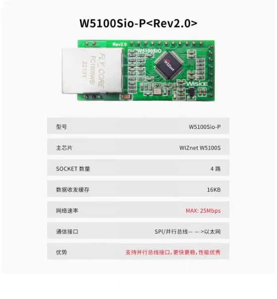 W5100S Module Development Board Ethernet Network Module SPI/8-bit Data Bus STM32