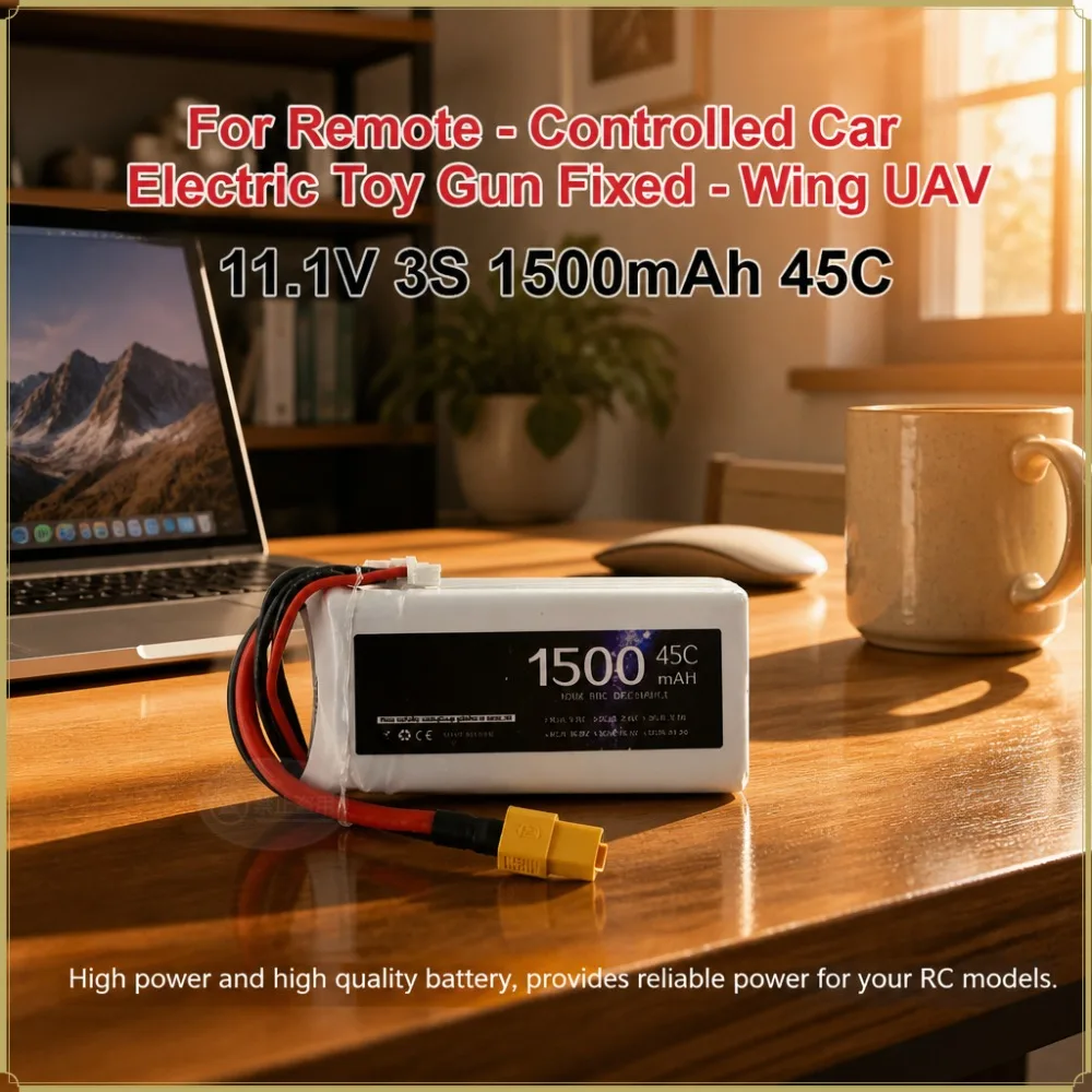 11.1V 3S 1500mAh 45C Lipo Battery, XT60/XT30/T‑Plug/JST Connector, RC Car Drone Airsoft Gun Rechargeable Lithium Battery