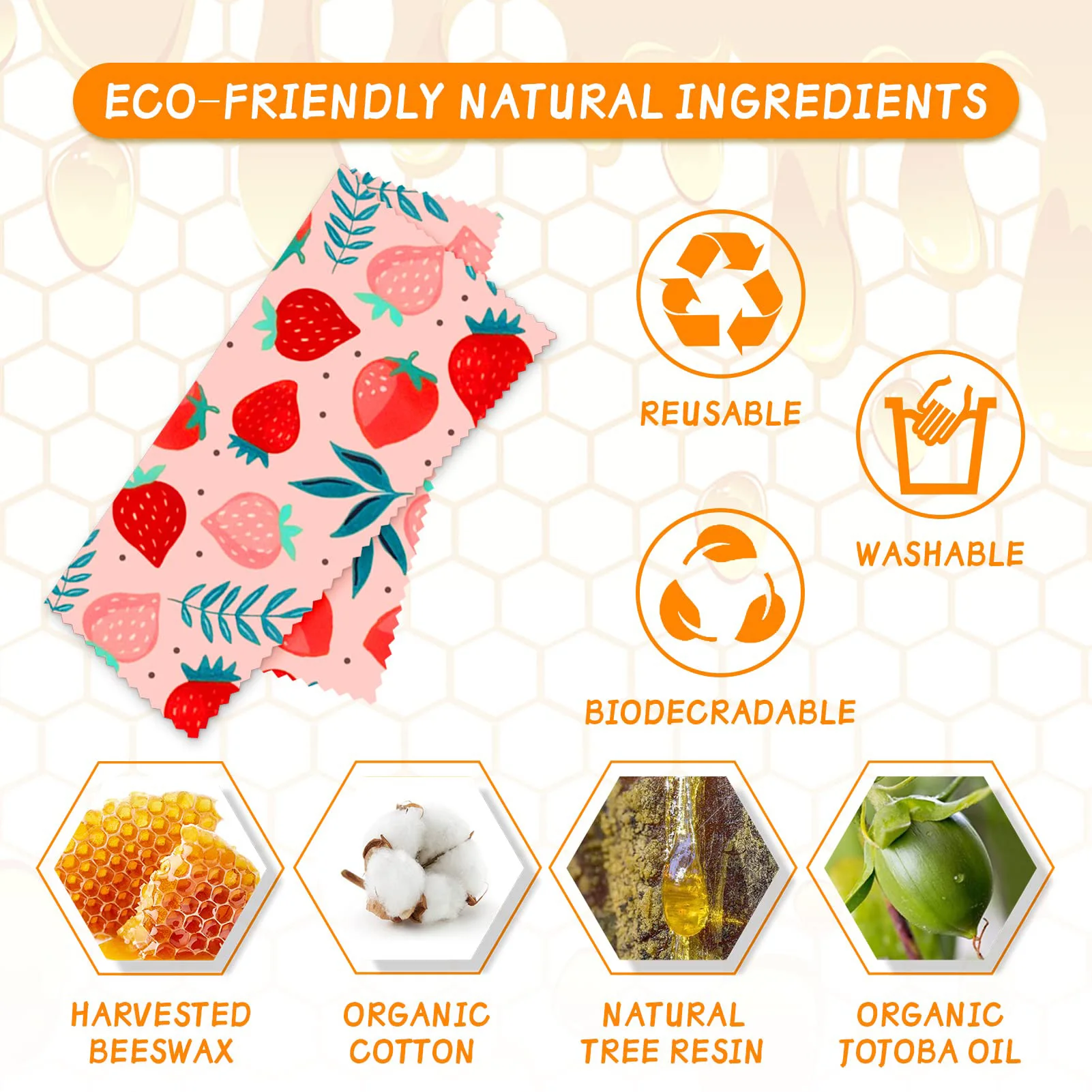 

3pcs Food Plastic Wrap Cartoon Pattern Design Preservation Beeswax Paper For Food Fruit Vegetables Practical Kitchen Accessories