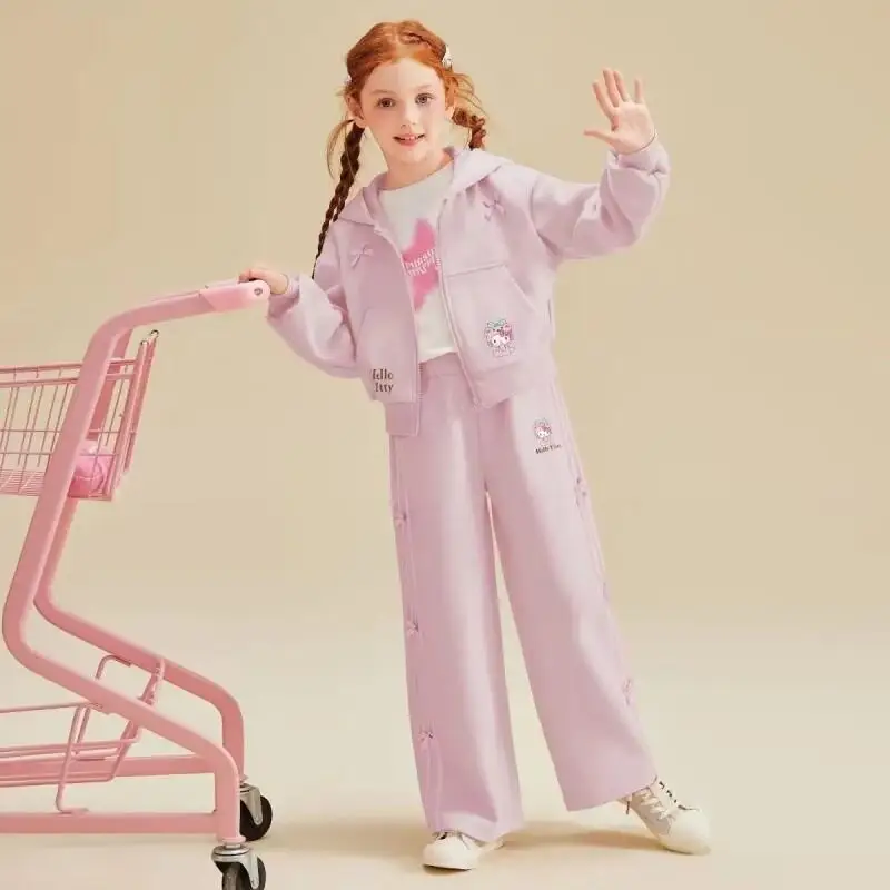 

Sanrio Hello Kitty Fashion 2-piece Set Children's Clothing Jacket Girl Coat Outerwear Mother Kids Huntrix Clothes Women's Girls