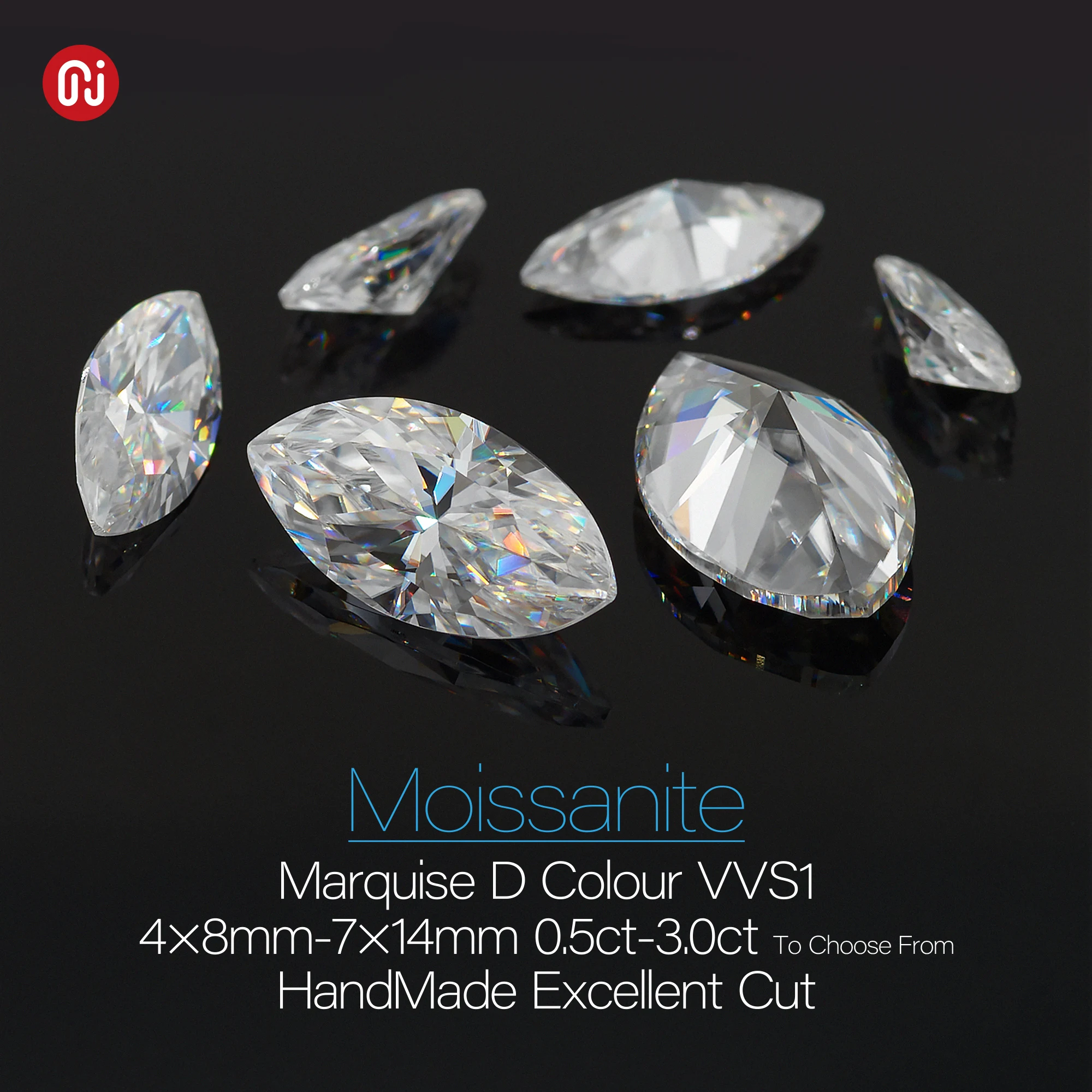 GIGAJEWE Hand-Cutting Marquise White TOP D VVS1 Moissanite Premium Gems Loose Diamond Test Passed Gemstone For Jewelry Making