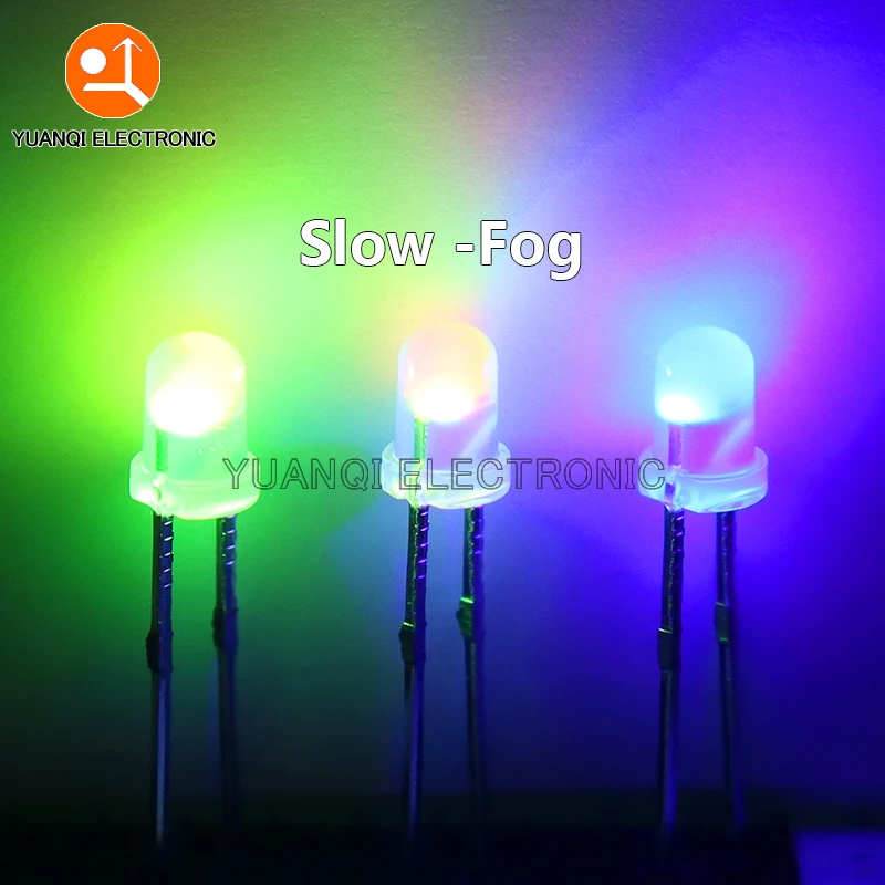 50pcs F3 3mm Fast / Slow RGB Flash Red Green Blue Rainbow Multi Color Light Emitting Diode Round LED Full Color DIY