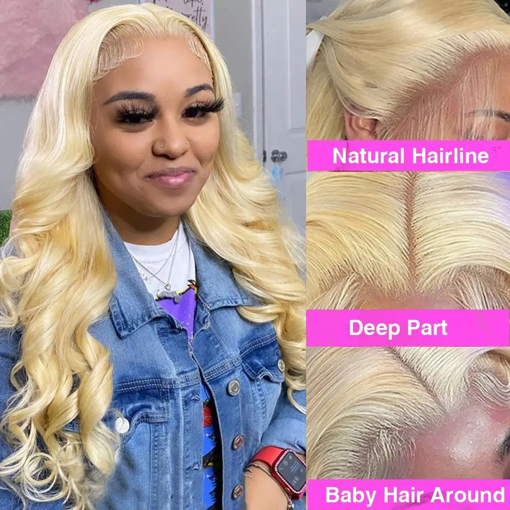 Rosabeauty 613 HD Transparent 13x6 Blonde Lace Front Human Hair Wigs 250% Density Body Wave13X4 Frontal Wig Preplucked For Women