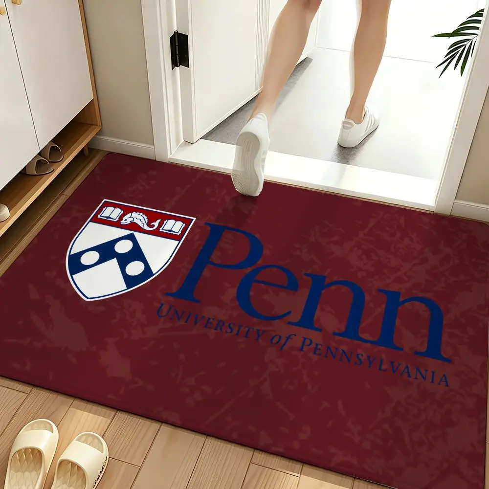 Education U-University of Pennsylvania Floor Mat Soft Flannel Entrance Door Mat Non Slip Absorbent Bathroom Bedroom Floor Rug