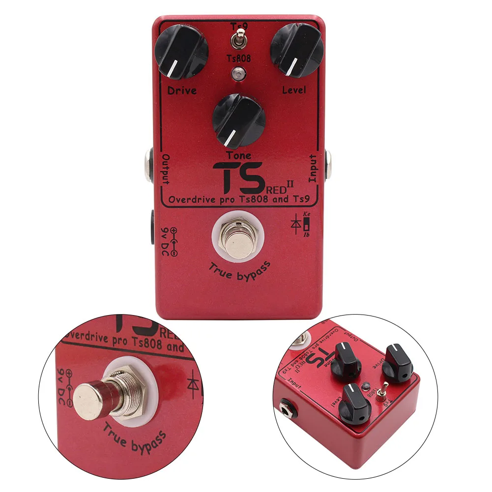 Compact Overdrive Booster Pedal 2.0 Version Demonfx for TS RED II with Dual Tone Mode Selection and Stable DC9V Power Support