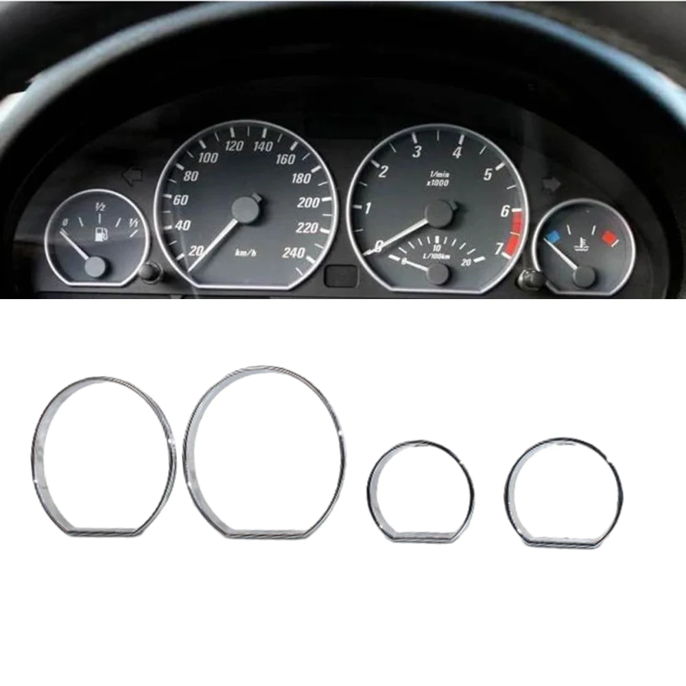 4x Chrome Gauge Dash Dial Rings Bezel Trim Speedometer AC for BMW E46 3 Series 1999-2006 Car Circle Styling Cover Accessories