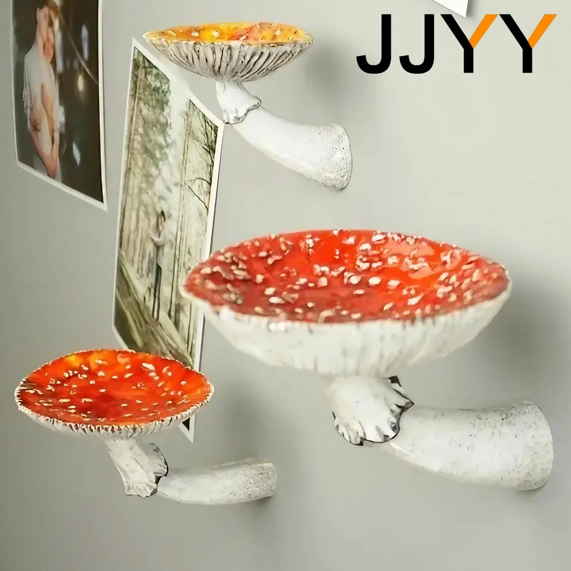 Floating Wall Shelf Mushroom Shape, Resin Hanging Shelf Handmade Display Rack Wall Mounted, Storage Organizer with Smooth Edge Lightweight Sturdy Mounting Hardware, for Bedroom Living Room Bathroom Entryway Hallway Plant Succulent Pot Modern Home Style