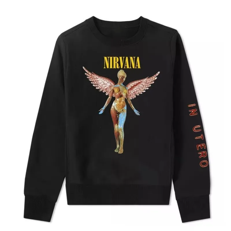 Nirvana Nevermind Tracklist – Grafik-Sweatshirt mit Rundhalsausschnitt für Herren und Damen, Vintage Y2K Streetwear Pullover – Detail 2