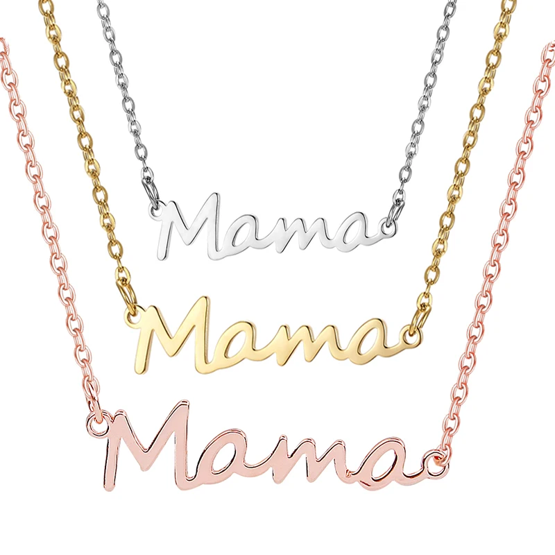 Mother's Day Mama Letter Pendant Necklace for Women Stainless Steel Collar Mom Clavicle Chain for Wife Choker Jewelry Best Gifts