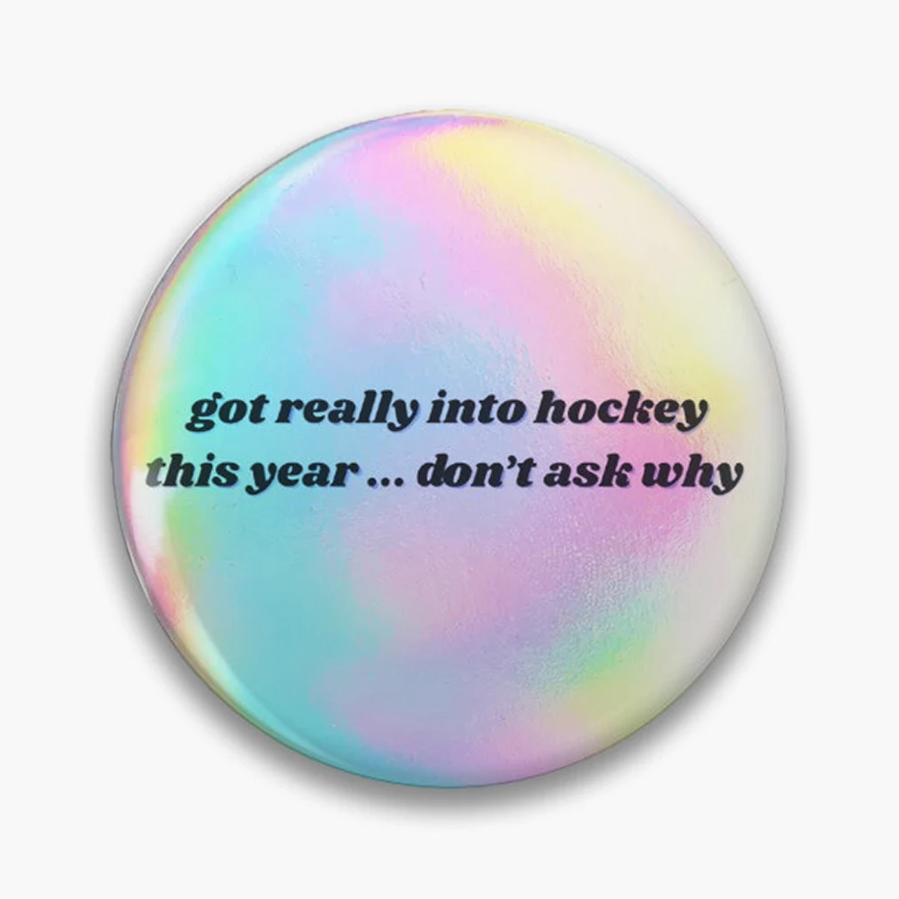 got really into hockey...heated rivalry  Pin Holographic Star Heart Pin Brooches Laminated Button Fashion Accessory