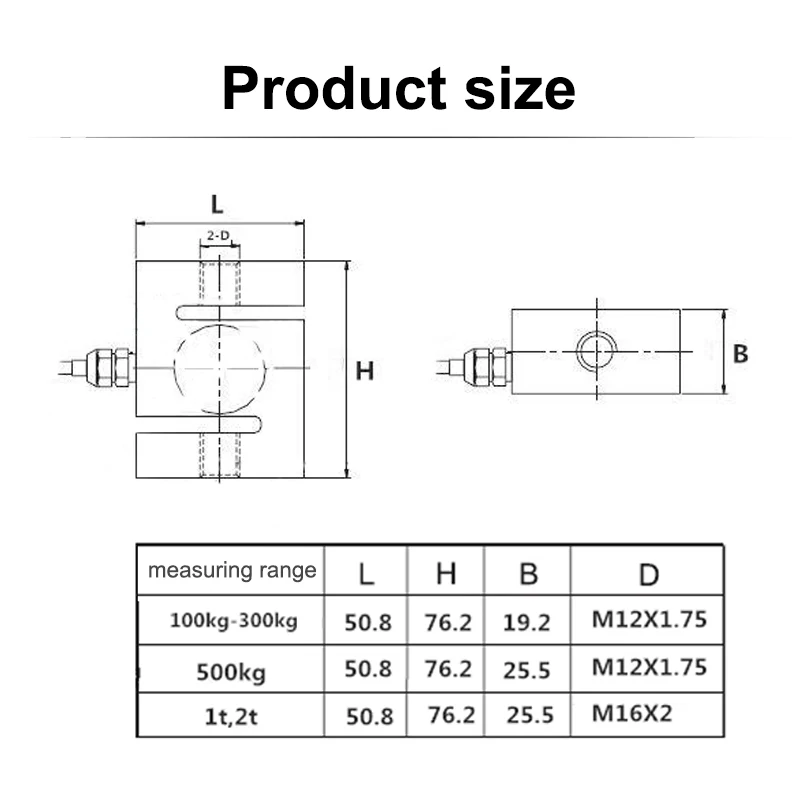 Imagem -06 - Load Cell Peso Sensor Load Cell Load Cell Indicator Display Load Cell Pesando Sensor tipo s 100g 200kg 300kg 500kg 1000kg 2000kg