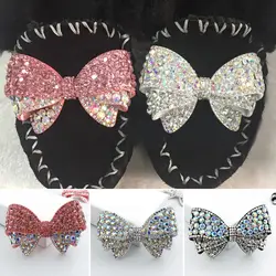 Luxury High Heels Shoes Bridal Wedding Party Crystal Decor Rhinestone Bowknot Bow Crystal Jewelry Shoe Flower Decorations