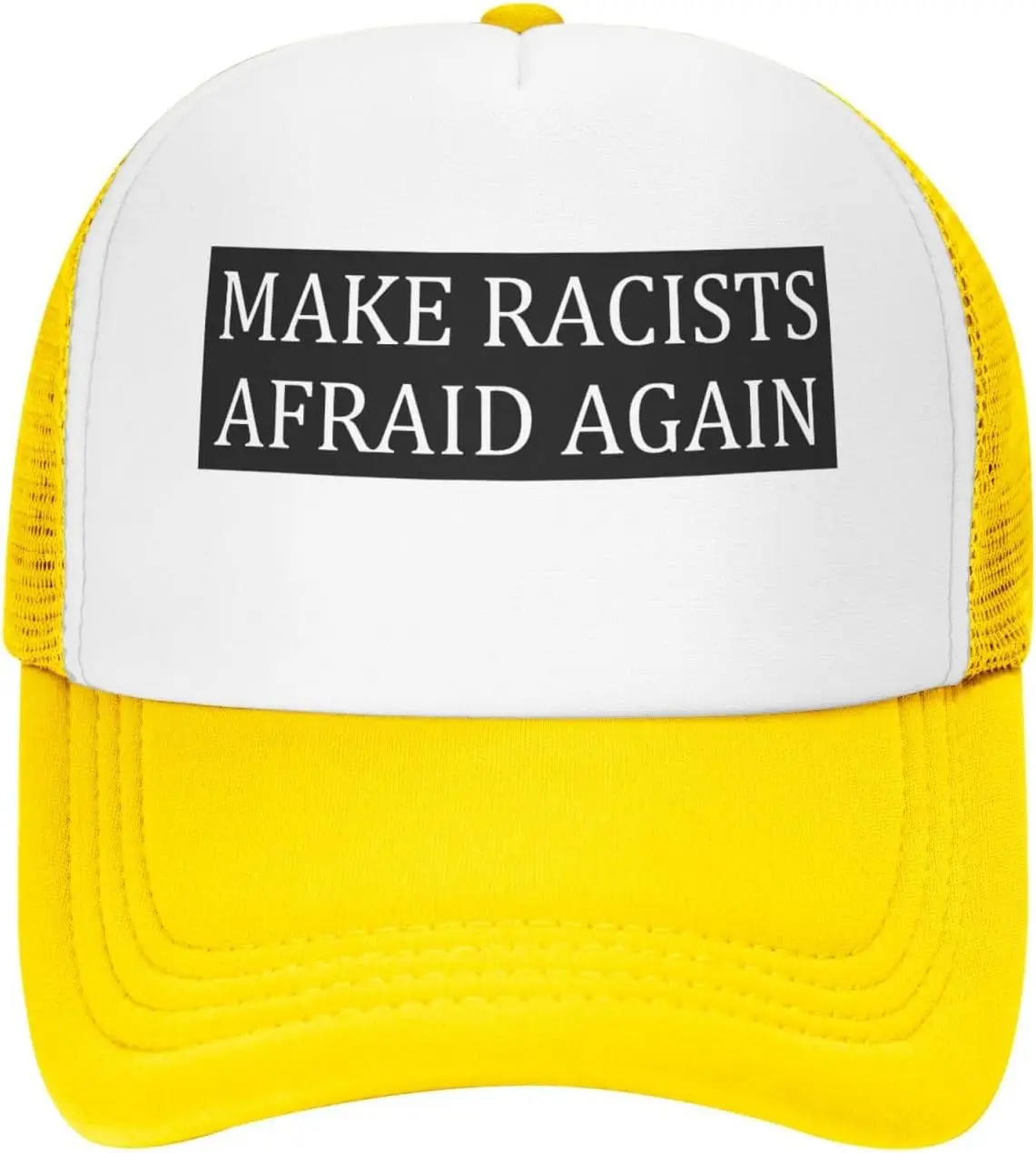 Make Racists Afraid Again Trucker Hat Polyester Mesh Snapback Cap Adjustable Unisex Casual