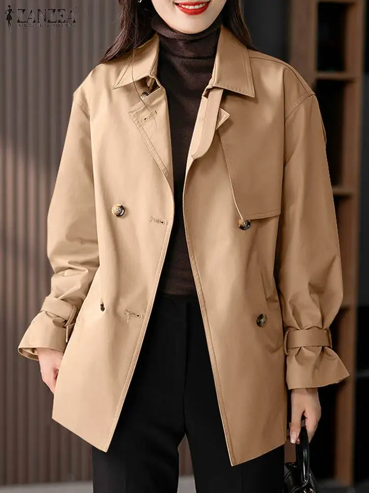 

Fashion Women Jackets ZANZEA Autumn Solid OL Work Coats Elegant Laple Neck Long Sleeve Coat Casual Loose Outwear Chic Tops Femme