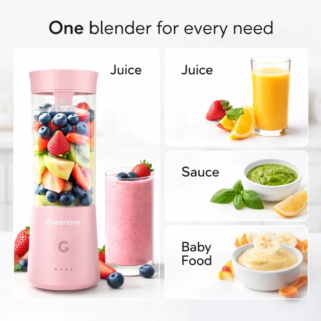 Portable USB Rechargeable Juicer Cup Two Speed Fruit Blender Smoothie Maker Multifunction Drink Mixer for Travel Home Use