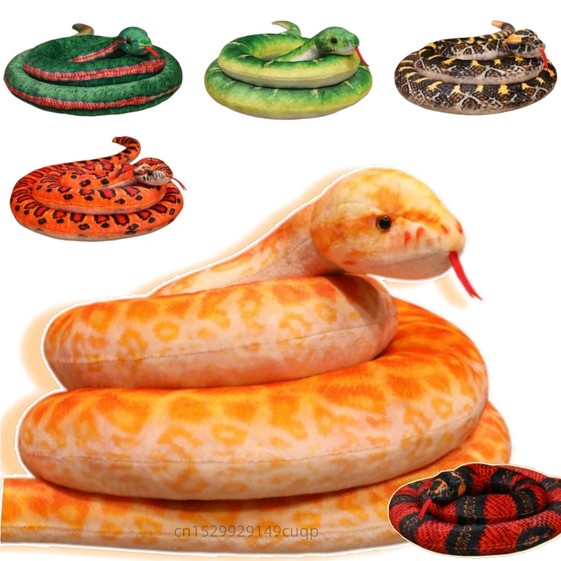 130-300cm Simulation Giant Long Snake Plush Doll Colorful Python Viper Reptile Plush Toy Home Decoration Gift For Children