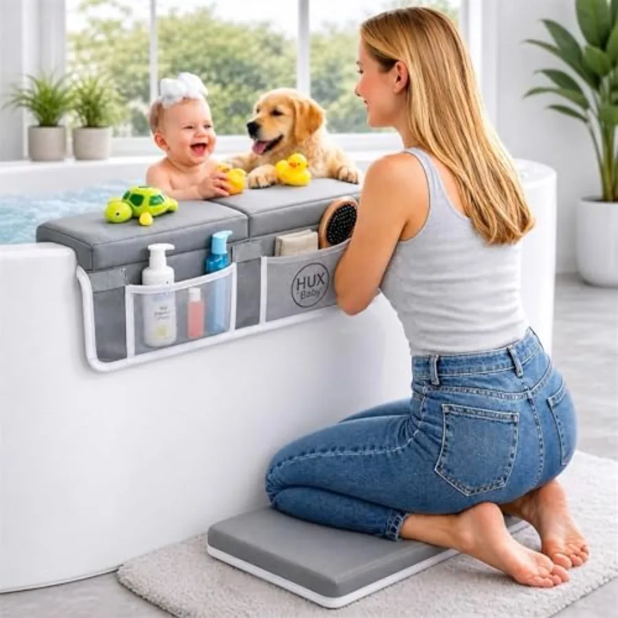 

Comfortable Baby Bath Kneeler and Elbow Rest Pad Set, Non-Slip Bathtub Kneeling Pad for Bathing Baby, Bath Tub Cushion Mat, Elb