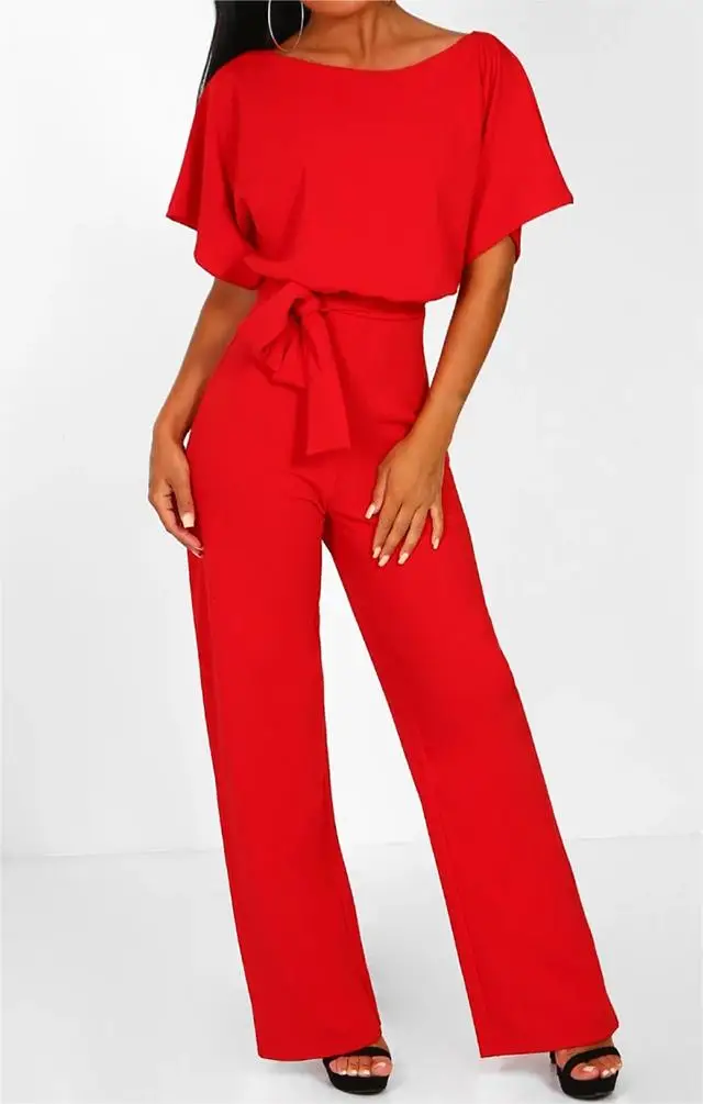 Mới Thời Trang Nữ Jumpsuit Ngắn Thanh Lịch Nữ Tay Rỗng THẮT NƠ EO Chắc Chắn Mùa Hè Quần Ống Rộng Câu Lạc Bộ Phong Cách Đường Phố Nóng S-3XL