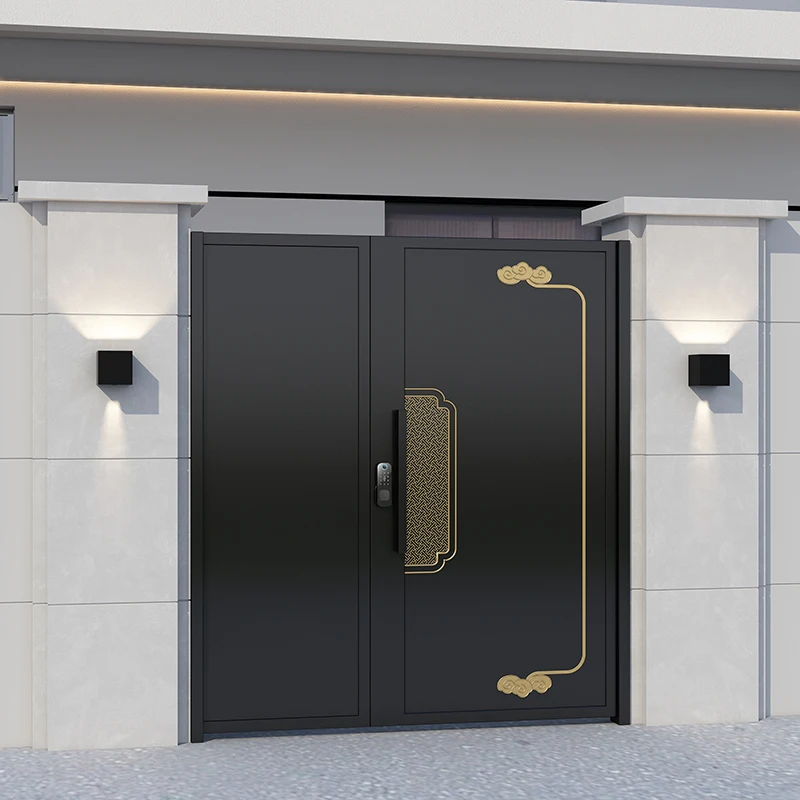 

Customizable Premium Aluminum Alloy Villa Carved Courtyard Gate Rural Art Double Opening Electric Folding Security Door