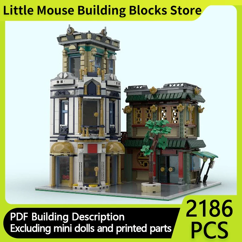 

City Street View Model MOC Building Bricks Restaurant And Toy Store Modular Technology Gifts Holiday Assemble Children Toys Suit