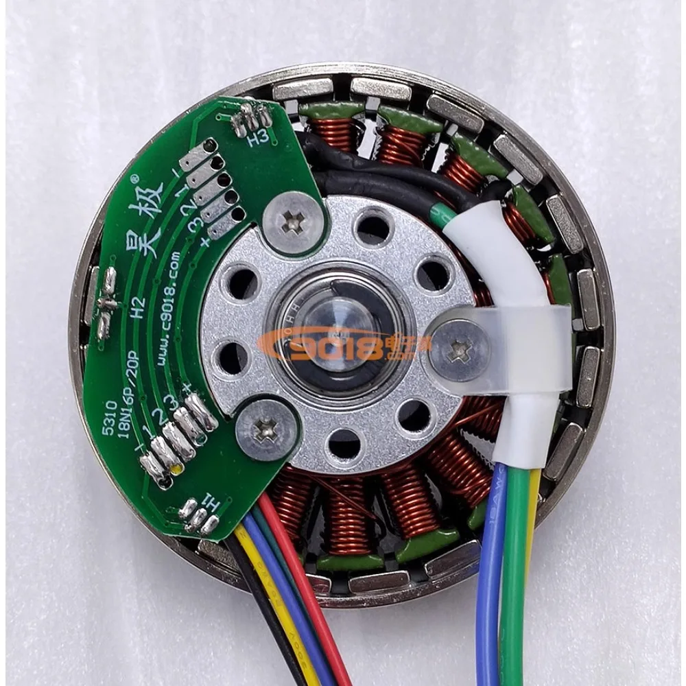 محرك 5310 بقدرة 90 وات مغناطيسي دائم ثلاثي الطور تيار مستمر بدون فرش قرص مسطح مع تنظيم سرعة التحكم عن بعد في القاعة #3