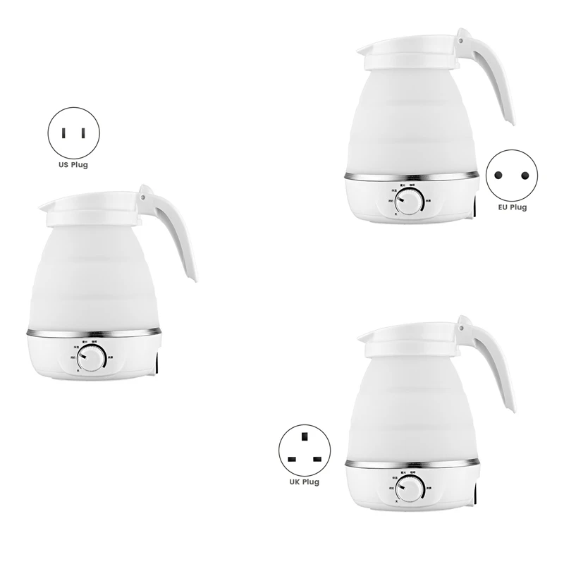 Portable Temperature Adjustable Folding Electric Kettle Folding Water Boiler Quickly Boils Water 220V 0.6L -UK Plug Easy To Use