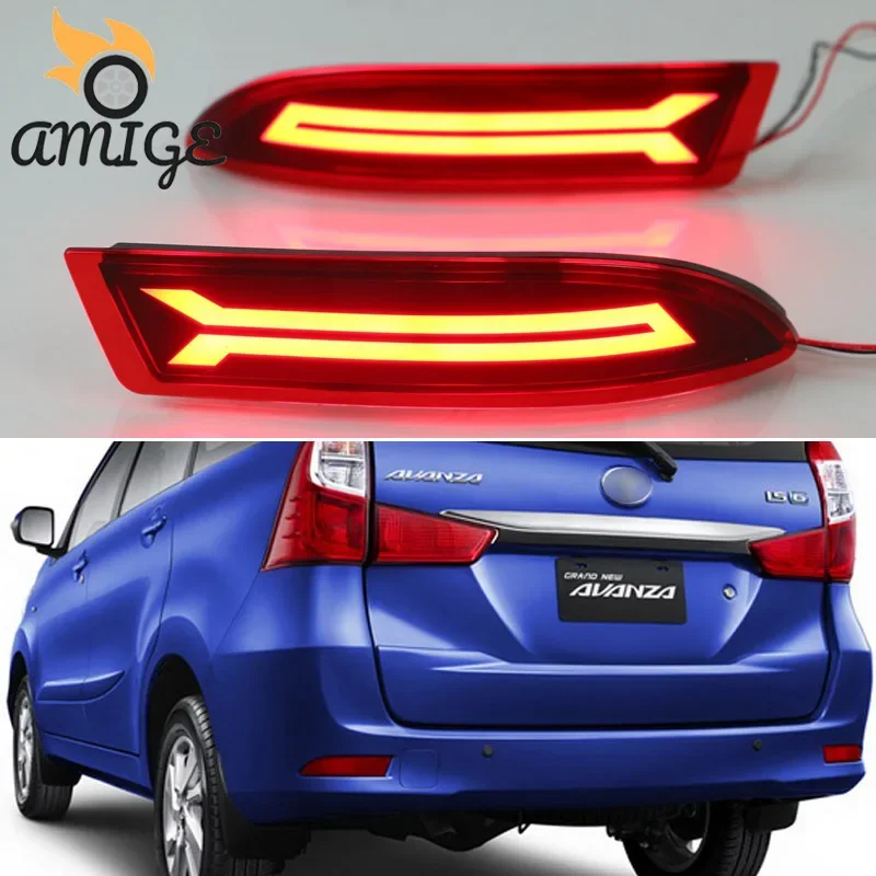 Car LED Taillights Rear Fog Lamps For Toyota Avanza 2015 2016 2017 Brake Light Rear Bumper Decoration Reflector Auto Lamp