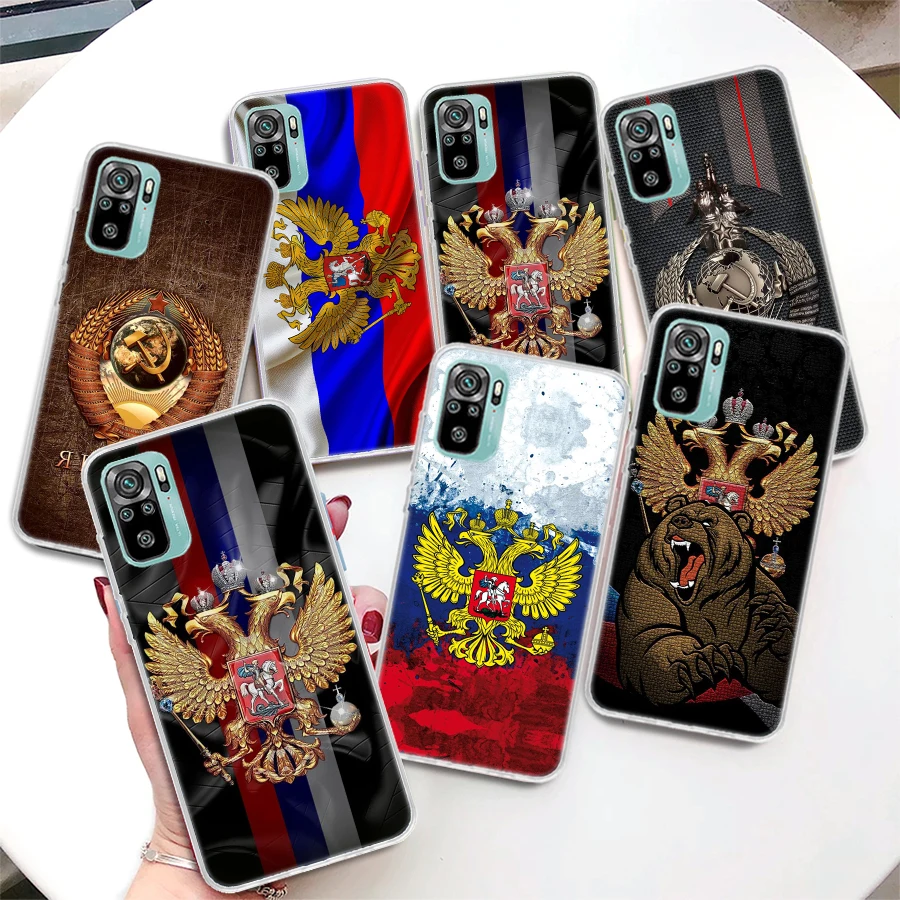 Russia Russian Flags Emblem Coque Phone Case For Xiaomi Redmi Note 13 12S 12 11S 11T 11E Pro Plus 11 10 10S 9 9S 8 8T 5G Cover N