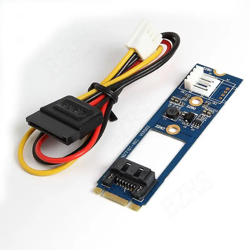 SP M2 TO SATA M.2 NGFF SATA to 7Pin SATA Horizontal Converter Adapter Card Expansion Card+4Pin Power Cable for WinXP Win7 Win8