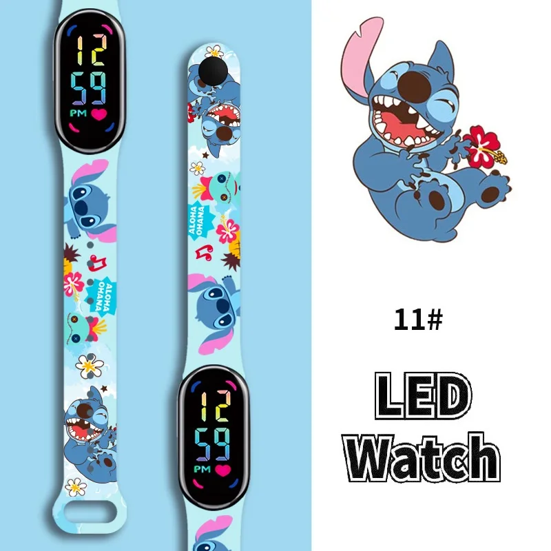 Disney Digital Kids\' Watches Anime Figures Stitch LED Luminous Watch Touch Waterproof Electronic Sports Watch Kids Birthday Gift