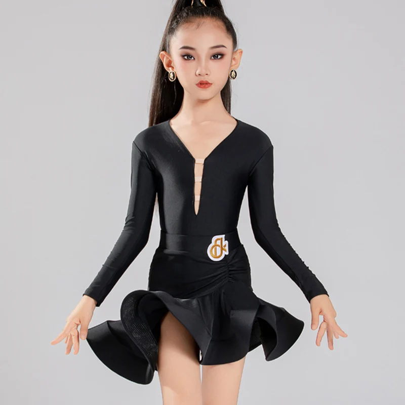Crianças desempenho roupas de dança meninas padrão nacional vestidos de dança de salão crianças samba traje de dança latina sl14156