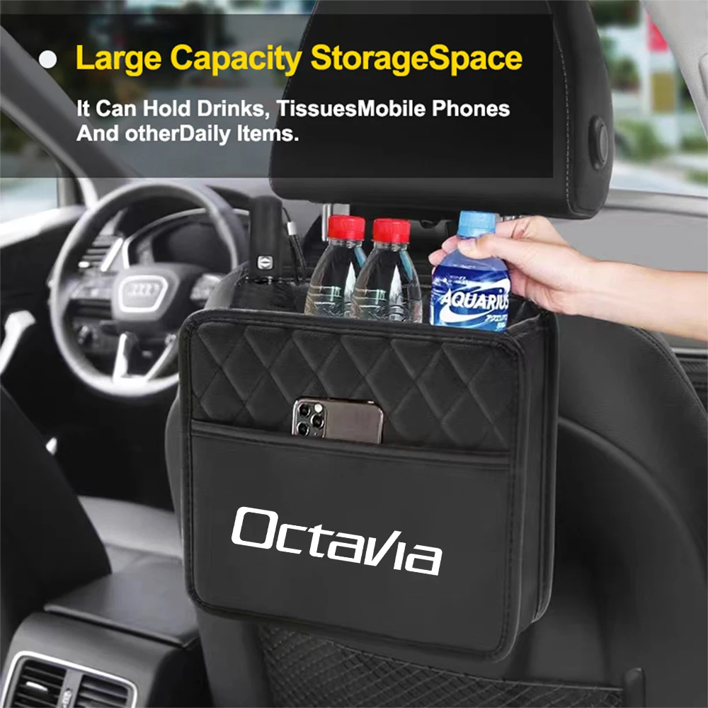 Car Seat Back Organizer Hanging Auto Back Seat Storage Bag for Skoda Octavia Rapid Fabia 1 2 VII S Kodiaq Kamiq Scala Superb VRS