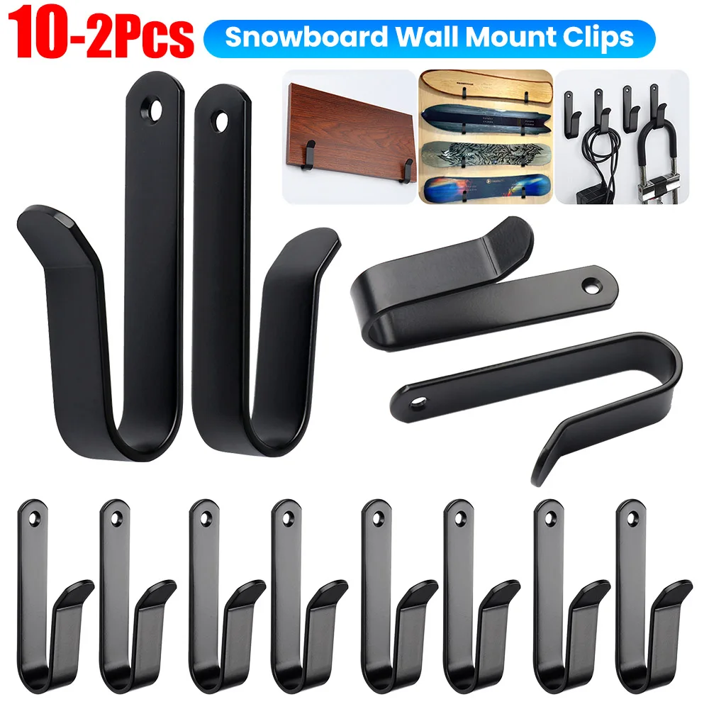 2-10 Pcs Snowboard Display Wall Mount Solid Steel Snowboard Storage Display Rack Snowboard Wall Hanger for Home Room Garage Hook