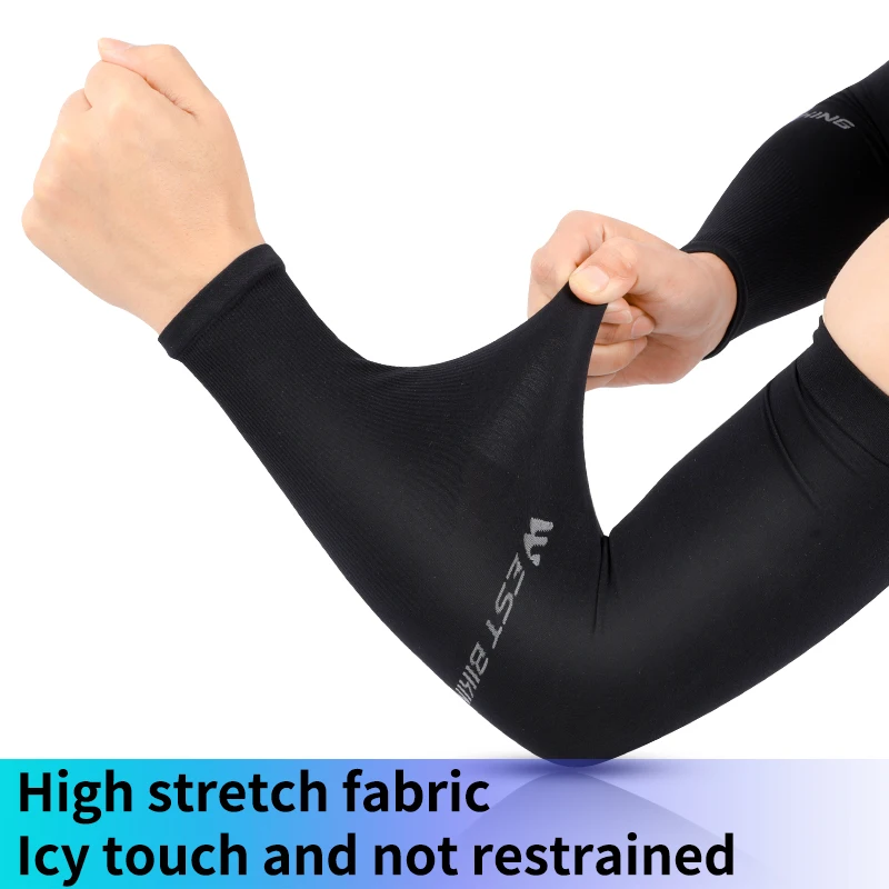 WEST BIKING Ice Silk Arm Sleeves UPF50+ Cooling Breathable Quick Dry Elastic UV Protection Arm Covers Unisex For Cycling Running