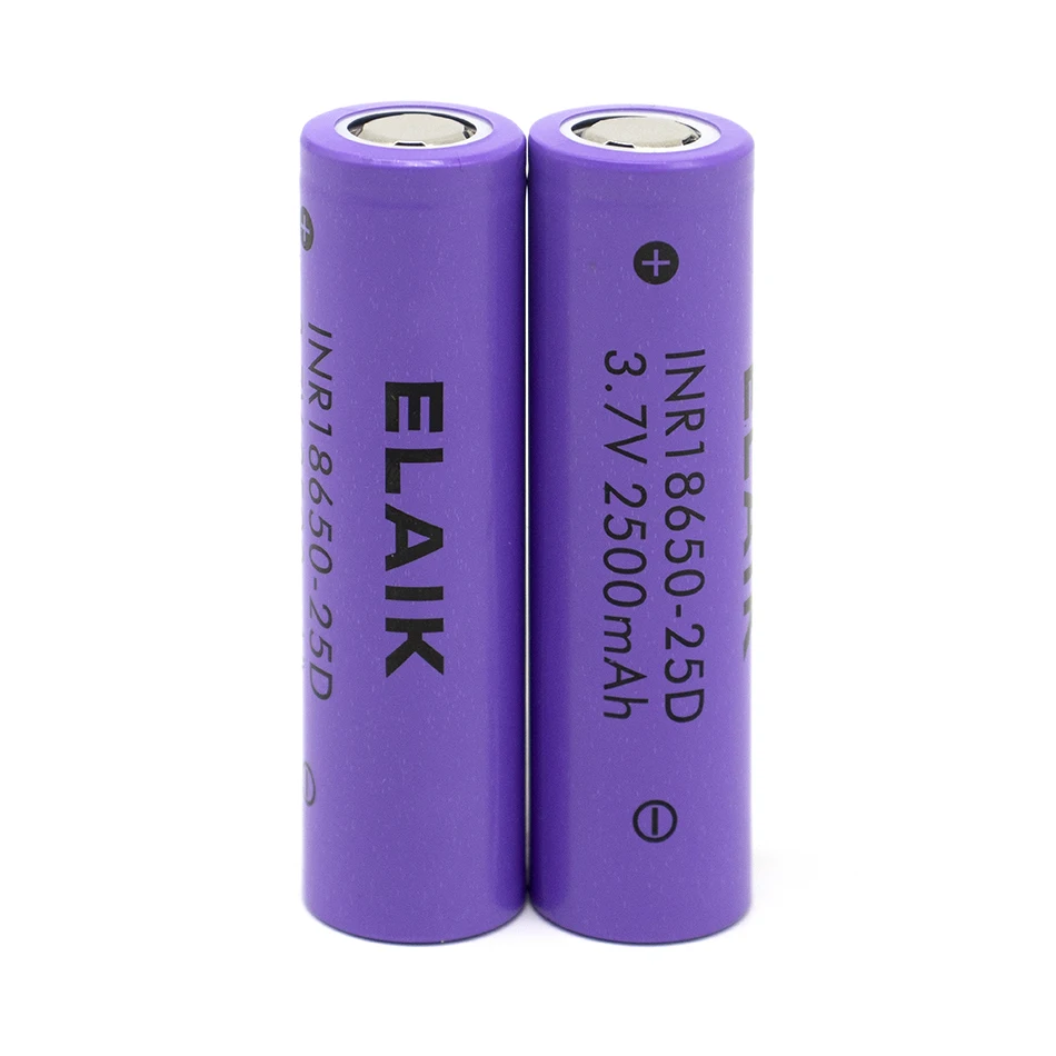 1-4pcs INR18650 Rechargeable lithium battery 3.7V 2500mAh power battery Stable performance 20A battery 25D-flat head