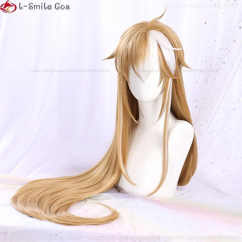 Gra Genshin Impact Miss Hina peruka do cosplay kobiety Gorou Anime peruki 100cm brązowe białe proste peruki termoodporne rekwizyty do cosplay