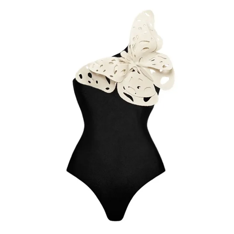 Maillot de bain rétro à volants avec jupe pour femme, bikini à une épaule, maillot de bain dos nu, couverture de plage, mince, vacances