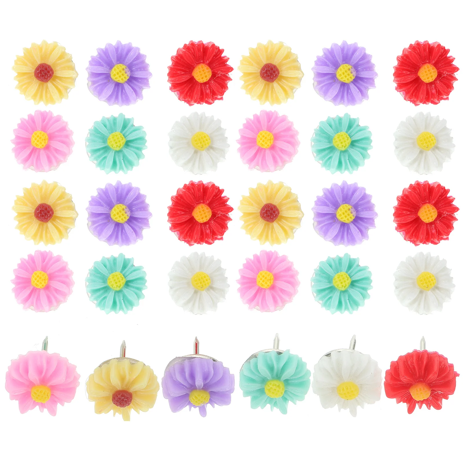 30 قطعة زهرة الايبوكسي الملونة دبابيس ضغط الإبداعية Thumbtacks المنزل مكتب Corkboard لوحة الإعلانات دبابيس السلامة الزخرفية