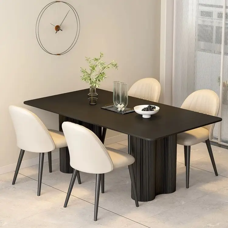 LMM pure black rock slab dining table modern simple household small apartment rectangular dining table