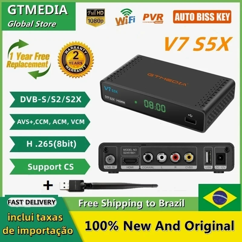 ECAM D V7 S5X GTmedia V7S5X prend en charge DVB-S/lt/ S2X H.disparies AVS + rouleau automatique Full PowerVu Nairobi en mesure U