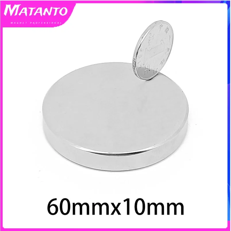 

1/2/5Pcs Neodymium Magnet 60x10mm NdFeB Super Strong Powerful Permanent Round Rare Earth Magnetic N35 Circular Magnet